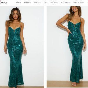 NWT Hello Molly Green/Teal Sequin Maxi Dress